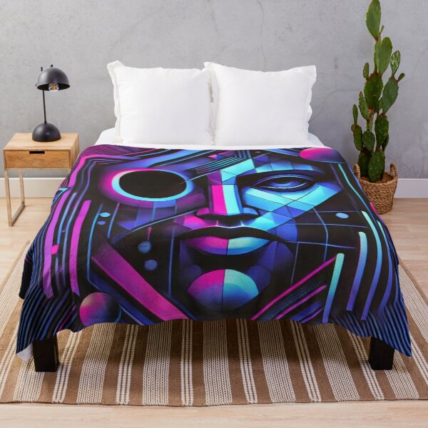 Item preview, Futuristic Neon Geometric Face – Cyberpunk Aesthetic designed and sold by Bellassi.
