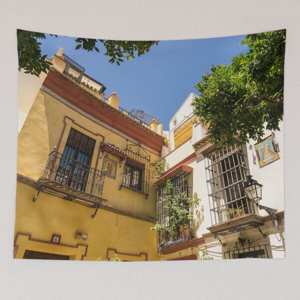 Item preview, Quintessential Spain - Sevillian Facades in White and Cyber Yellow designed and sold by Georgia Mizuleva.