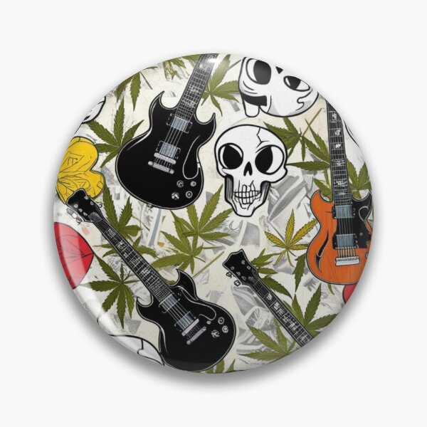 Item preview, Guitar Skulls Hearts Hemp Aliens All-Over Print Canvas designed and sold by FroggyFly Designs.