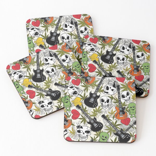 Item preview, Guitar Skulls Hearts Hemp Aliens All-Over Print Canvas designed and sold by FroggyFly Designs.