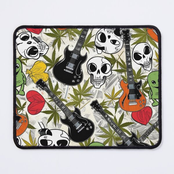 Item preview, Guitar Skulls Hearts Hemp Aliens All-Over Print Canvas designed and sold by FroggyFly Designs.