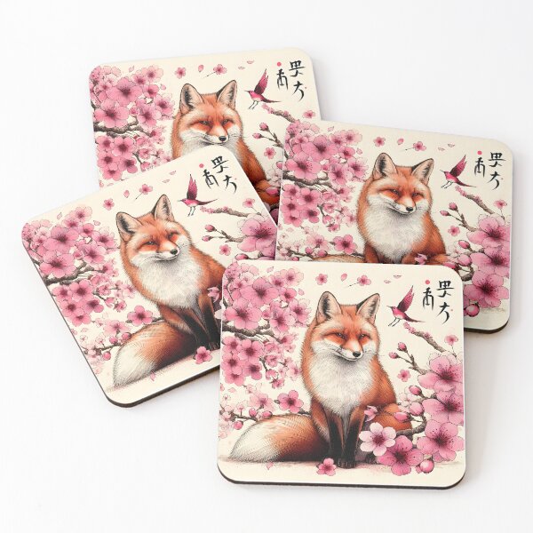 Item preview, Enchanting Fox in Sakura Harmony designed and sold by inkNext.