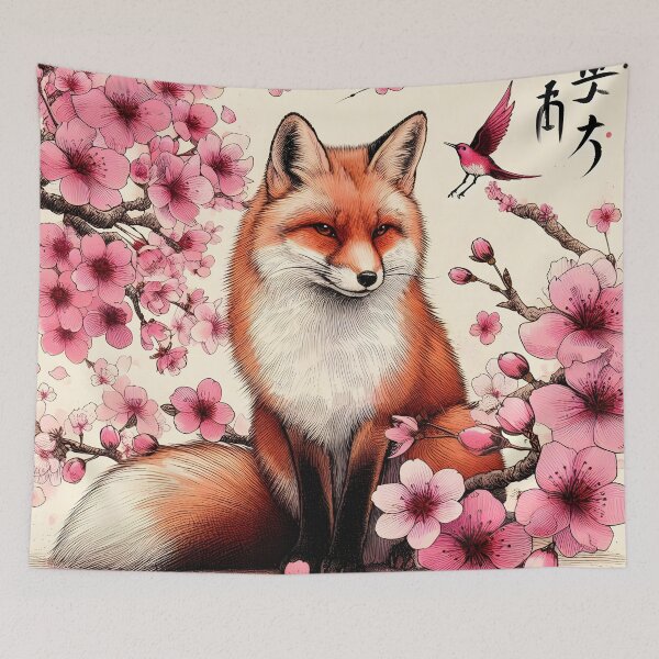 Item preview, Enchanting Fox in Sakura Harmony designed and sold by inkNext.