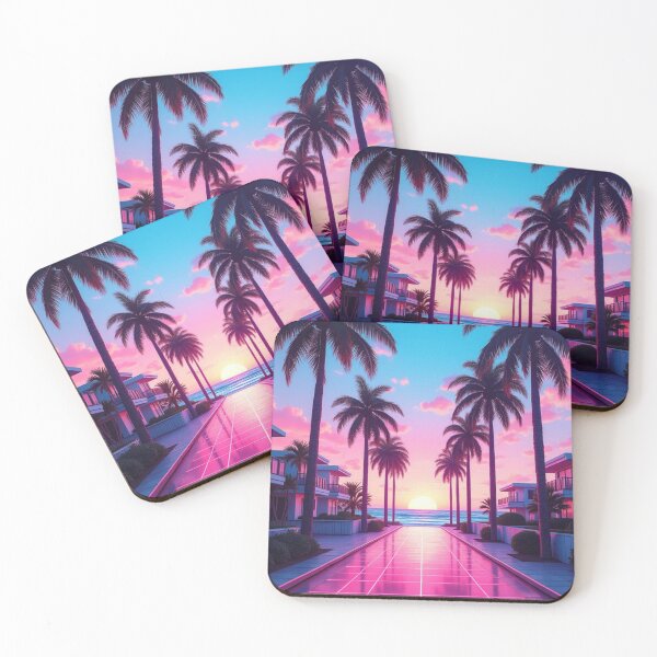 Item preview, Neon Sunset Paradise – Retro Futuristic Beach Vibes designed and sold by artiviohub.