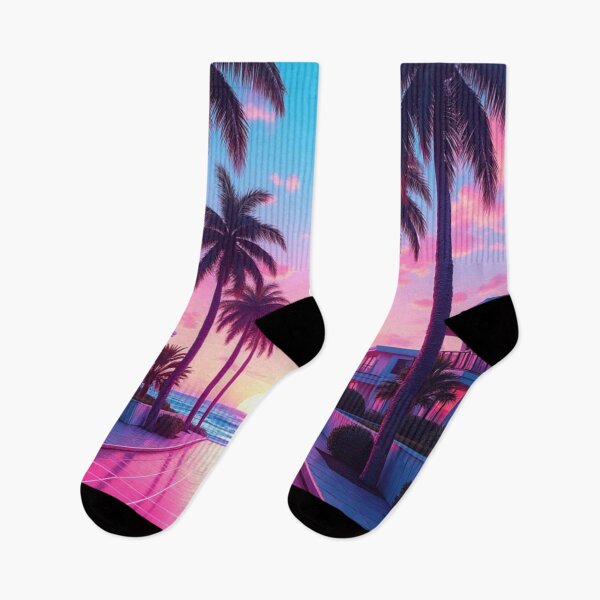 Item preview, Neon Sunset Paradise – Retro Futuristic Beach Vibes designed and sold by artiviohub.