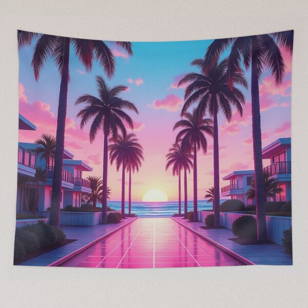 Item preview, Neon Sunset Paradise – Retro Futuristic Beach Vibes designed and sold by artiviohub.
