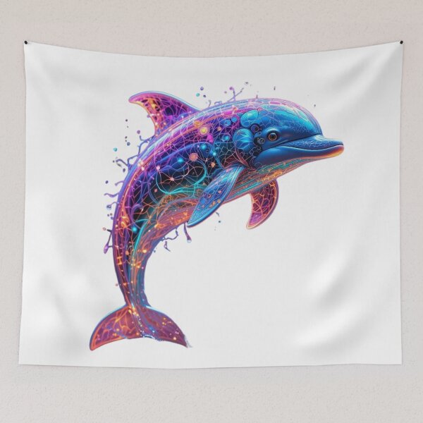 Item preview, Neon Tide – The Cyber Dolphin designed and sold by GloriousArtSKD.