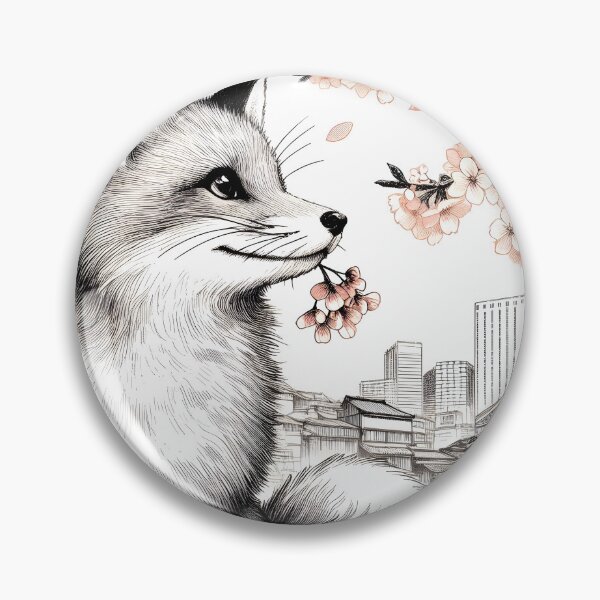 Item preview, Graceful Fox in Cherry Blossom Bliss designed and sold by inkNext.