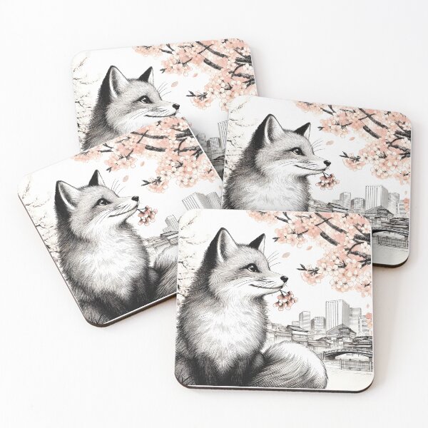 Item preview, Graceful Fox in Cherry Blossom Bliss designed and sold by inkNext.