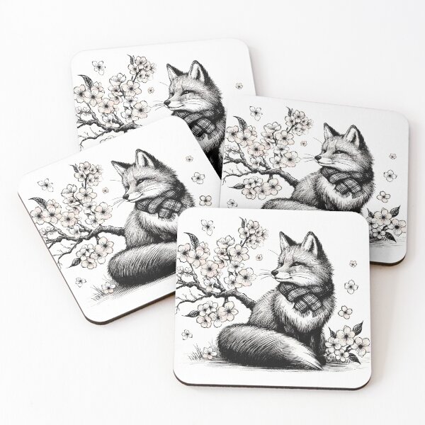 Item preview, Charming Fox amidst Sakura Blossoms designed and sold by inkNext.