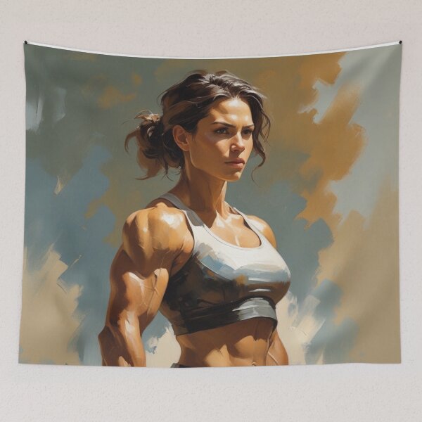 Item preview, Strong Female Warrior - Athletic Woman Digital Art Portrait designed and sold by TopUpDesign.