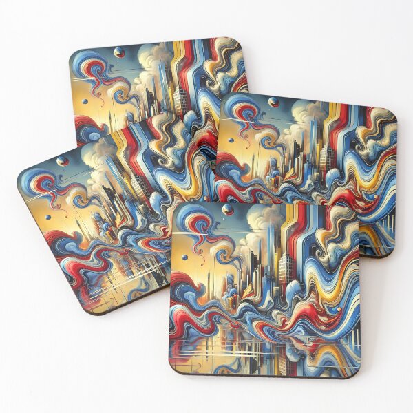 Item preview, Swirls of color over city reflection designed and sold by Sigtrix.
