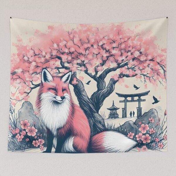 Item preview, Sakura Fox in Serene Bliss designed and sold by inkNext.