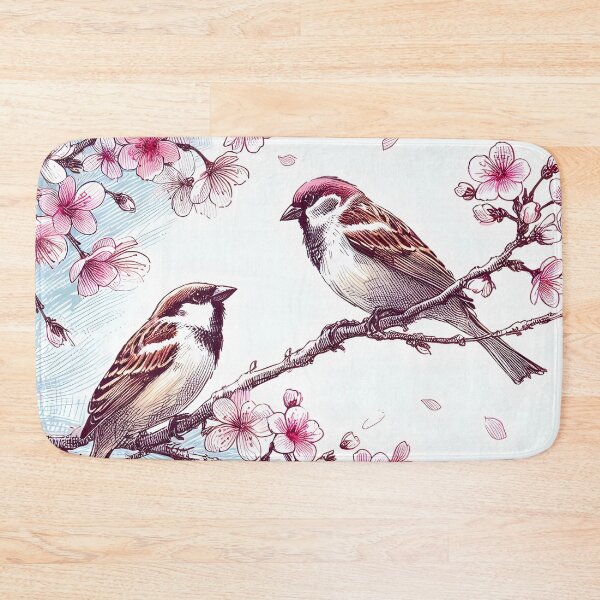 Item preview, Graceful Sparrows Amid Sakura designed and sold by inkNext.