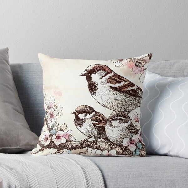 Item preview, Serene Sparrows in Sakura designed and sold by inkNext.