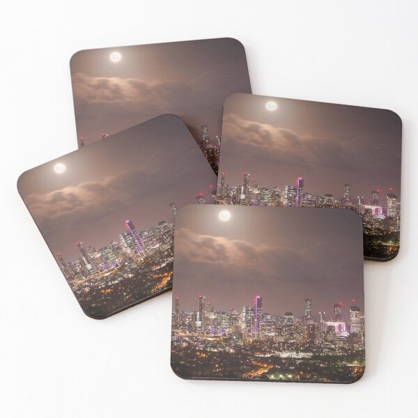Item preview, Moonrise over Brisbane City - One designed and sold by raneman.