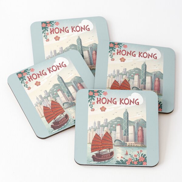 Item preview, Vintage Hong Kong Skyline Travel Poster designed and sold by Witsprings.
