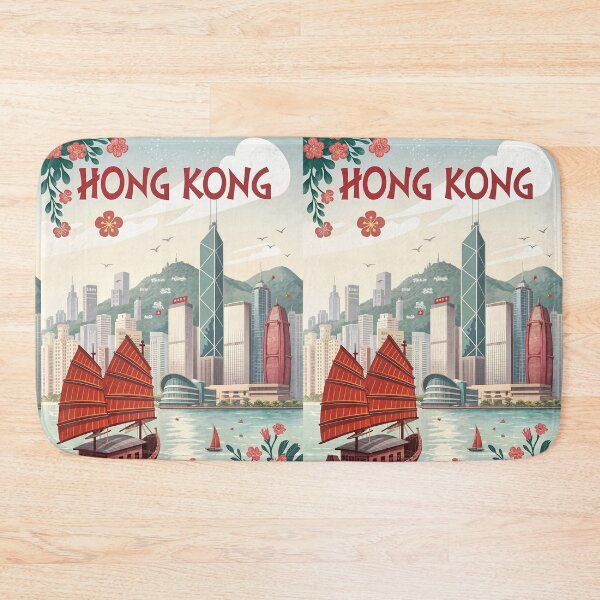 Item preview, Vintage Hong Kong Skyline Travel Poster designed and sold by Witsprings.