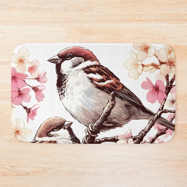 Item preview, Sparrows Dancing in Sakura designed and sold by inkNext.