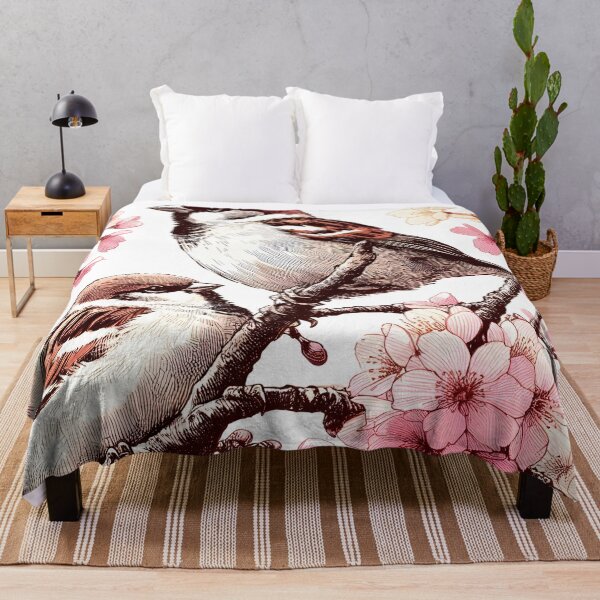 Item preview, Sparrows Dancing in Sakura designed and sold by inkNext.