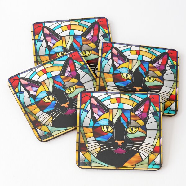 Item preview, Stained Glass Cat – Vibrant and Artistic Feline Design designed and sold by Art Garden.