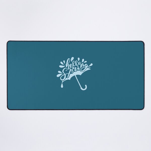 Artikelvorschau, Hallo Frühling – ein niedliches blaues Regenschirm-Typografie-Illustrationskunststück entworfen und verkauft von My Kind of Mood.