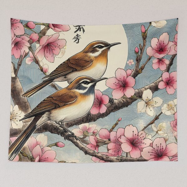 Item preview, Nightingales in Sakura Harmony designed and sold by inkNext.