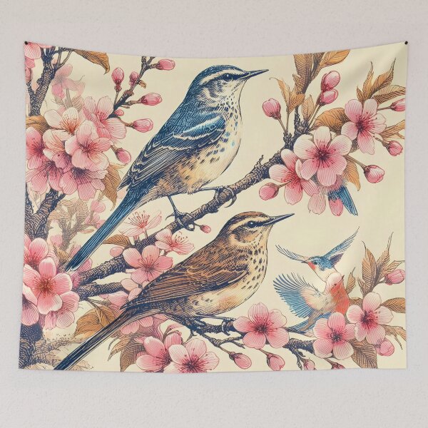 Item preview, Nightingales in Sakura Harmony designed and sold by inkNext.