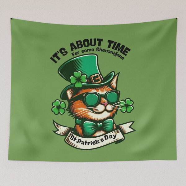 Item preview, St Patricks Day Cat It's About Time For some Shenanigans   designed and sold by DarekShop.