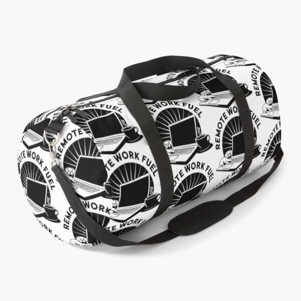 Item preview, B&W Remote Work Fuel – Laptop, Coffee, and Cute Dog Illustration designed and sold by CrownedCanvas.