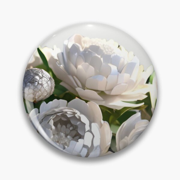 Item preview, silver white glitter Peonies in vase – 3D effect look Elegant sticker design designed and sold by Rainbow Paws Garden.
