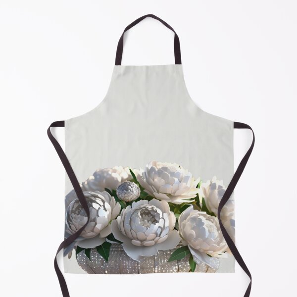 Item preview, silver white glitter Peonies in vase – 3D effect look Elegant sticker design designed and sold by Rainbow Paws Garden.