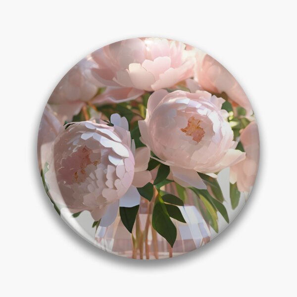 Item preview, pink blush flower Peonies in vase – 3D look Elegant Sticker designed and sold by Rainbow Paws Garden.