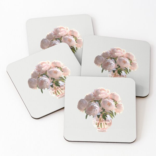 Item preview, pink blush flower Peonies in vase – 3D look Elegant Sticker designed and sold by Rainbow Paws Garden.