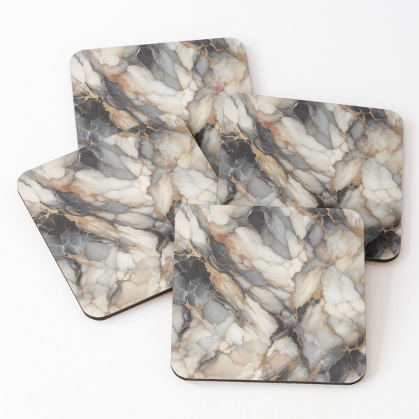 Item preview, Charcoal Black, Grey and Creme White Calacatta Quartz designed and sold by Stageless Designs.
