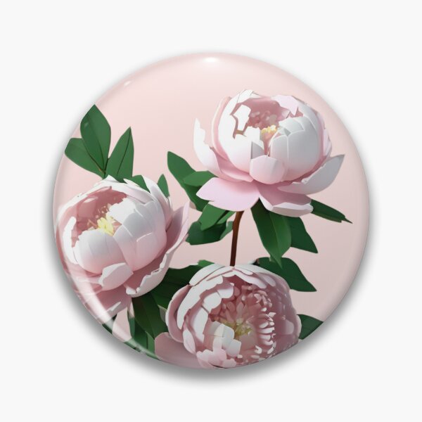 Item preview, white pink blush flower Peonies in vase – 3D look effect sticker designed and sold by Rainbow Paws Garden.