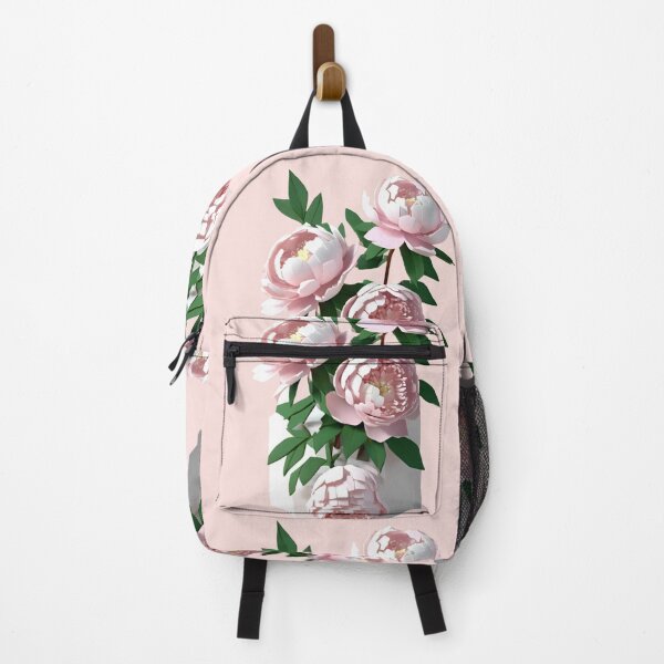 Item preview, white pink blush flower Peonies in vase – 3D look effect sticker designed and sold by Rainbow Paws Garden.