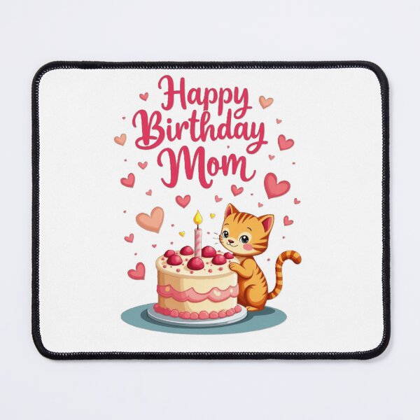Item preview, Happy birthday mom, sweet kitty with birthday cake designed and sold by nicnacc.