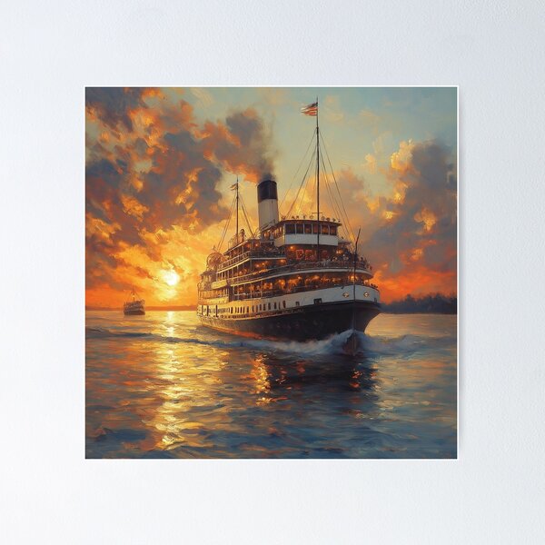 Item preview, Steamboat Mississippi River paddle steamer # III  landscape designed and sold by JanChryzostom.