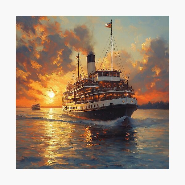 Item preview, Steamboat Mississippi River paddle steamer # III  landscape designed and sold by JanChryzostom.