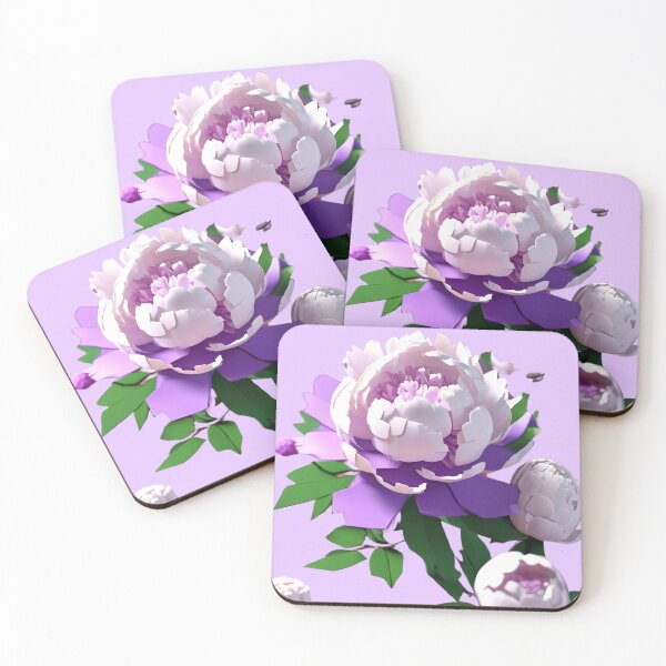 Item preview, pastel purple lavender color flower Peonies – 3D look effect sticker designed and sold by Rainbow Paws Garden.