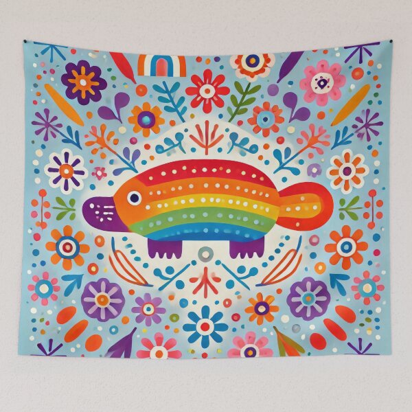 Item preview, Scandinavian Folk Art Platypus – Rainbow and Floral Motifs by heidiannemorris designed and sold by FOLK ART FUSION.
