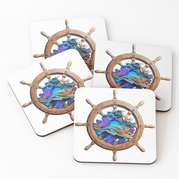 Item preview, Mystical Nautical Ship Wheel – Abstract Ocean Adventure Art designed and sold by DscapeDesigns.