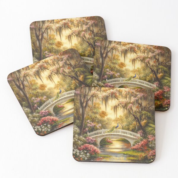 Item preview, Beautiful Peacock on a White Bridge, Southern Spring Scene  designed and sold by MargaretWiktor.