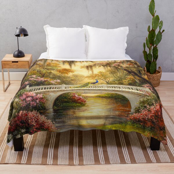 Item preview, Beautiful Peacock on a White Bridge, Southern Spring Scene designed and sold by MargaretWiktor.