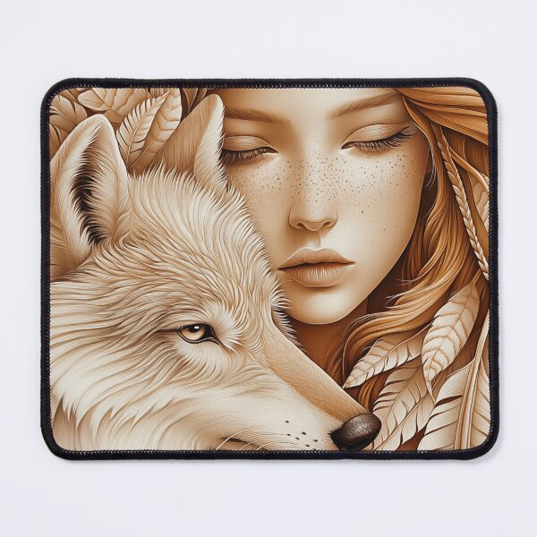 Item preview, Wolf and Woman in Feathers designed and sold by PetsArt.