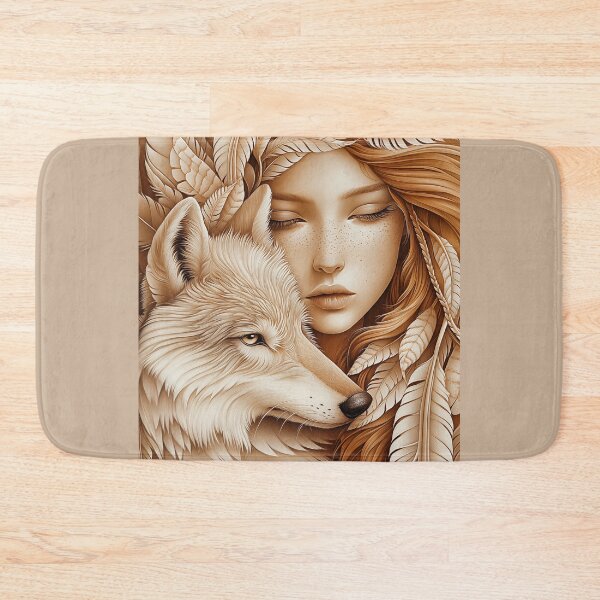Item preview, Wolf and Woman in Feathers designed and sold by PetsArt.