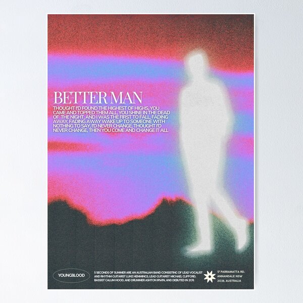 Item preview, Better Man Lyric Poster designed and sold by smeraldosecrets.