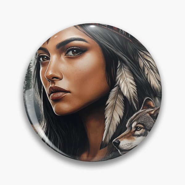Item preview, Native American woman and wolf vintage design designed and sold by PetsArt.