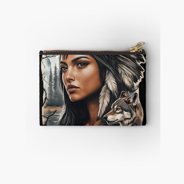 Item preview, Native American woman and wolf vintage design designed and sold by PetsArt.